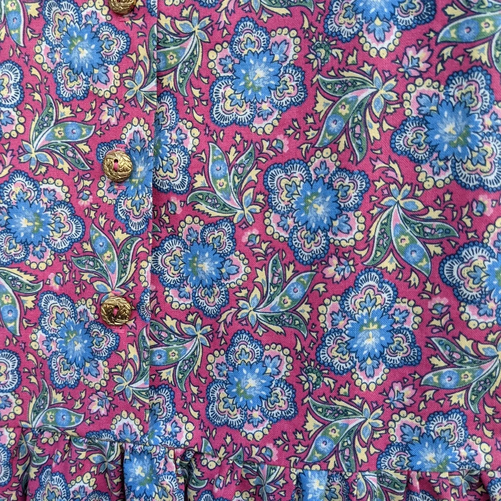 VINTAGE Michelle Lynn Victorian Floral Sweetheart Neckline Girls Dress